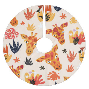 Cartoon Giraffe: bloemensavannepatroon Kerstboom Rok