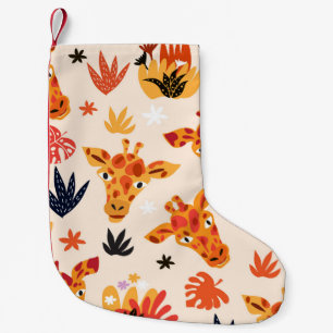 Cartoon Giraffe: bloemensavannepatroon Kleine Kerstsok