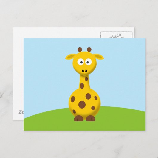 Cartoon Giraffe Briefkaart (Voorkant / Achterkant)
