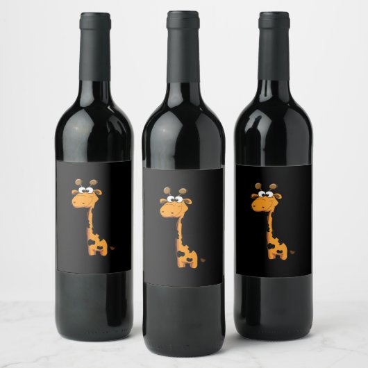 Cartoon Giraffe Copy Wijn Etiket (Flessen)