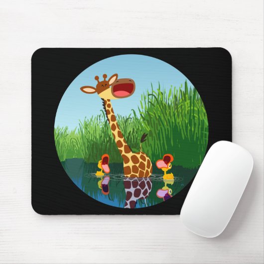 Cartoon Giraffe & Eenden (via telescoop) Mousepad Muismat (Met muis)