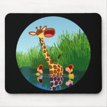 Cartoon Giraffe & Eenden (via telescoop) Mousepad