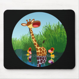 Cartoon Giraffe & Eenden (via telescoop) Mousepad Muismat