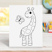 Cartoon Giraffe en Butterfly-kleurpagina Poster