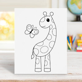 Cartoon Giraffe en Butterfly-kleurpagina Poster
