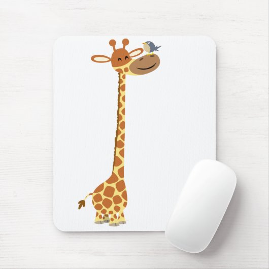 Cartoon Giraffe en Friend mousepad Muismat (Met muis)