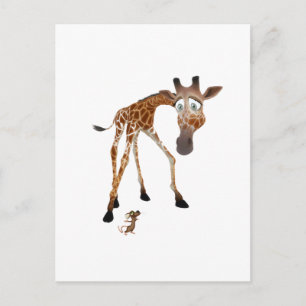 Cartoon Giraffe en muis Briefkaart