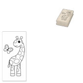 Cartoon Giraffe en vlinder Rubberstempel (Gestempeld)