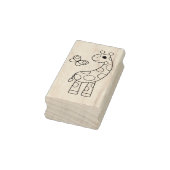 Cartoon Giraffe en vlinder Rubberstempel (Stempel)