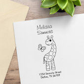 Cartoon Giraffe en vlinderkleur Adres Rubberstempel