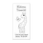 Cartoon Giraffe en vlinderkleur Adres Rubberstempel (Afrduk)