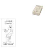 Cartoon Giraffe en vlinderkleur Adres Rubberstempel (Gestempeld)