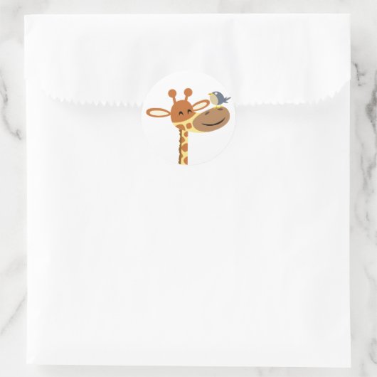 Cartoon Giraffe en Vriend sticker (Tas)