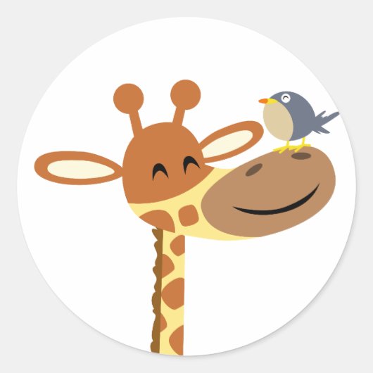 Cartoon Giraffe en Vriend sticker (Voorkant)