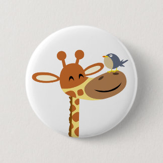 Cartoon Giraffe en vriendenknopje Ronde Button 5,7 Cm