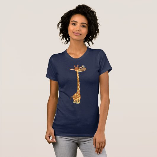 Cartoon Giraffe en Vriendschapsvrouwen T-shirt (Voorkant volledig)