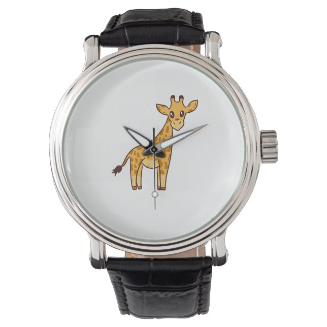 Cartoon Giraffe I Kinder I Peuter Giraffe Horloge (Voorkant)
