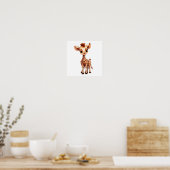 Cartoon giraffe-illustratie poster (Keuken)