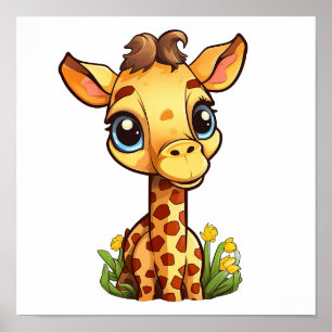 Cartoon giraffe-illustratie poster