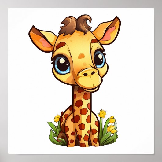 Cartoon giraffe-illustratie poster (Voorkant)