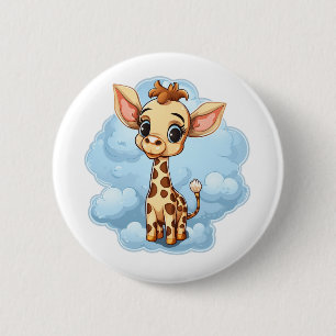 Cartoon giraffe-illustratie ronde button 5,7 cm