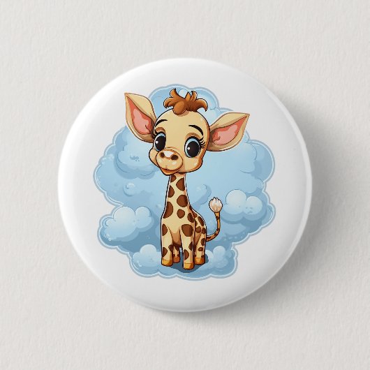 Cartoon giraffe-illustratie ronde button 5,7 cm (Voorkant)