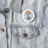 Cartoon giraffe-illustratie ronde button 5,7 cm (In situ)