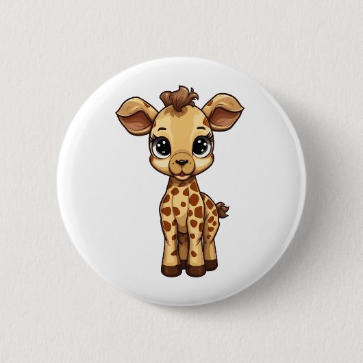 Cartoon giraffe-illustratie ronde button 5,7 cm (Voorkant)