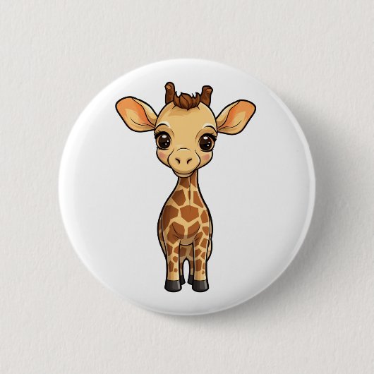 Cartoon giraffe-illustratie ronde button 5,7 cm (Voorkant)