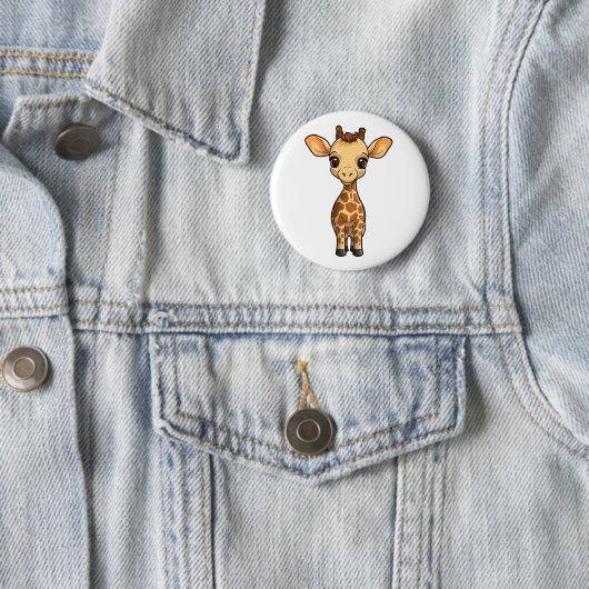 Cartoon giraffe-illustratie ronde button 5,7 cm (In situ)
