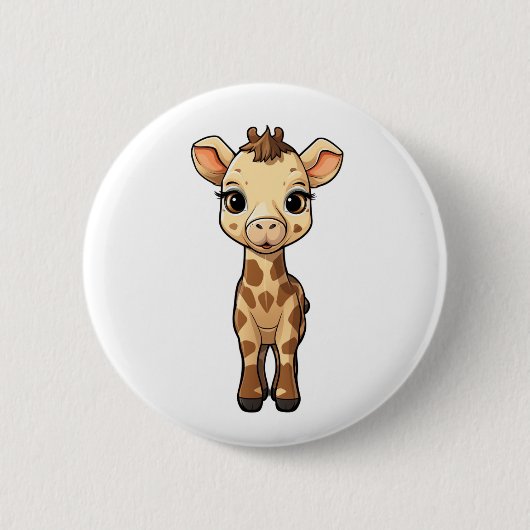 Cartoon giraffe-illustratie ronde button 5,7 cm (Voorkant)