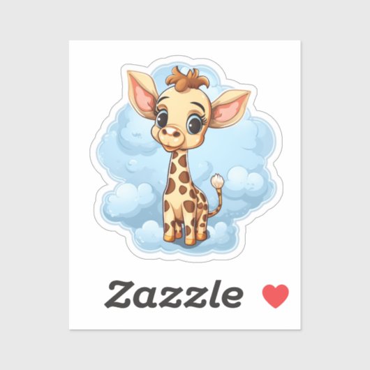Cartoon giraffe-illustratie sticker (Vel)