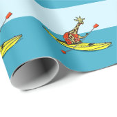 Cartoon Giraffe in een zee kajak Cadeaupapier (Rol Hoek)