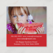 Cartoon Giraffe Kind Profiel Foto Belkaart Vierkante Visitekaartje (Achterkant)