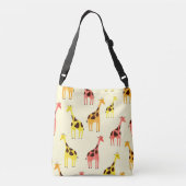 Cartoon Giraffe: Kleurrijk  Patroon. Crossbody Tas (Achterkant)