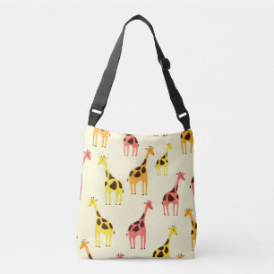 Cartoon Giraffe: Kleurrijk  Patroon. Crossbody Tas