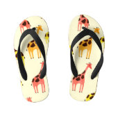 Cartoon Giraffe: Kleurrijk  Patroon. Kinder Teenslippers (Voetbed)
