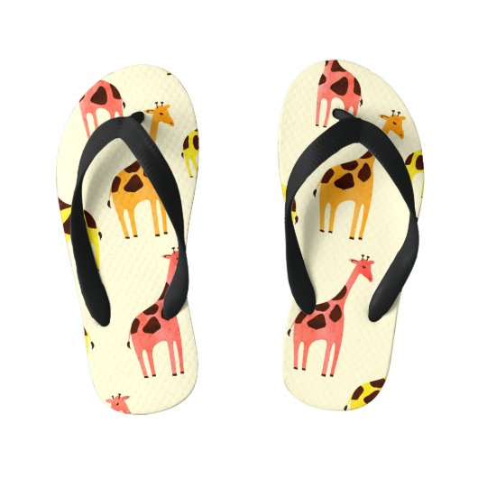 Cartoon Giraffe: Kleurrijk  Patroon. Kinder Teenslippers (Voetbed)