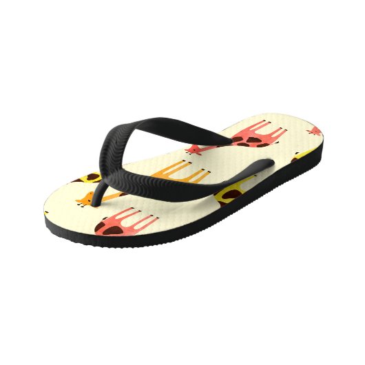 Cartoon Giraffe: Kleurrijk  Patroon. Kinder Teenslippers (Schuin)