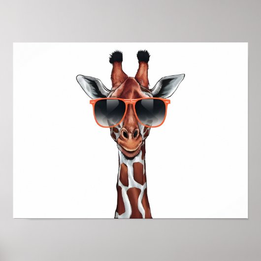 Cartoon Giraffe met zonnebril Poster (Voorkant)