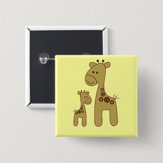 Cartoon Giraffe Print Button (Voorkant /achterkant)