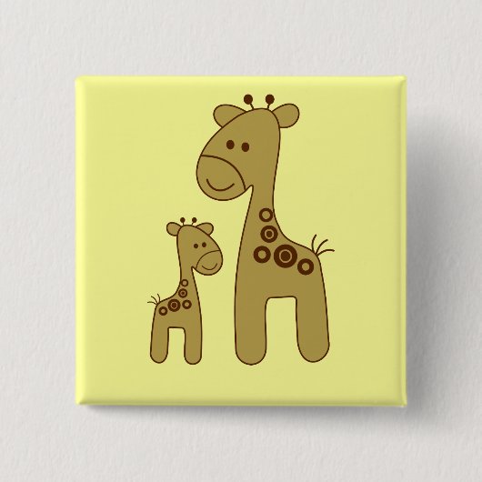 Cartoon Giraffe Print Button (Voorkant)