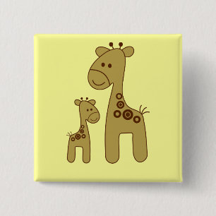 Cartoon Giraffe Print Button