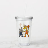 Cartoon giraffe & rhino playing basketball acryl drinkbeker (Achterkant)