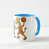 Cartoon giraffe & rhino playing basketball mok (Voorkant rechts)