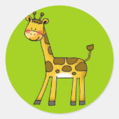 cartoon giraffe ronde sticker (Voorkant)