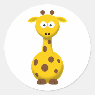 Cartoon Giraffe Ronde Sticker