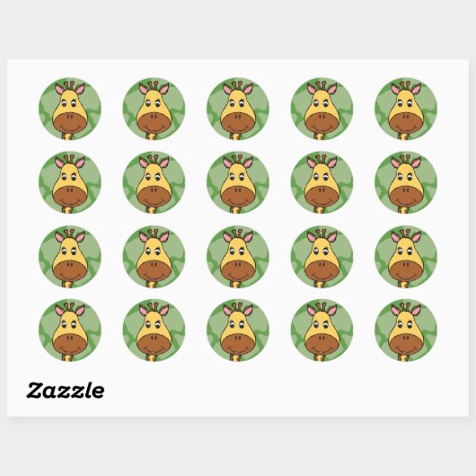 Cartoon Giraffe Stickers - Zoo Dieren (Vel)