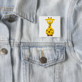 Cartoon Giraffe Vierkante Button 5,1 Cm (In situ)