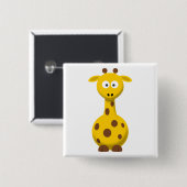 Cartoon Giraffe Vierkante Button 5,1 Cm (Voorkant /achterkant)